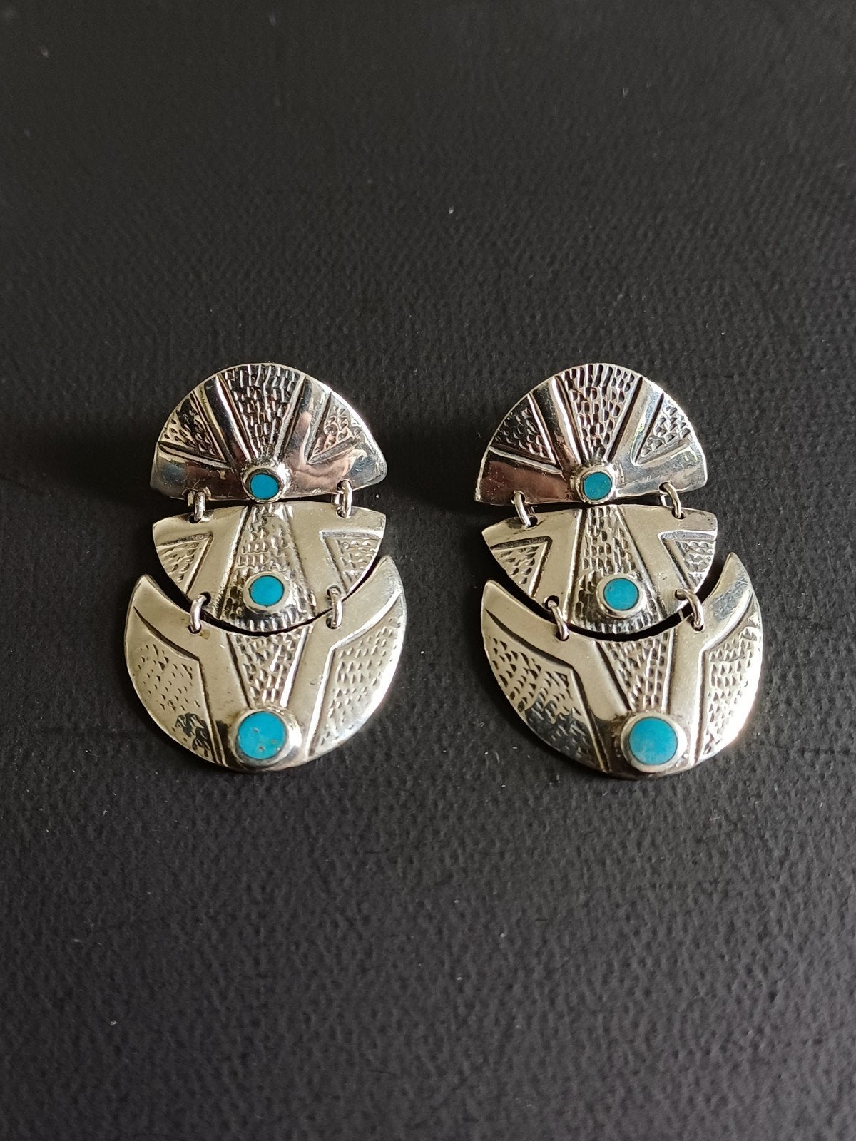 Navajo Zilveren Oorbellen met Turkoois, Sieraden, Tassen en Uiterlijk, Oorbellen, Verzenden, Met edelsteen, Zilver, Zilver