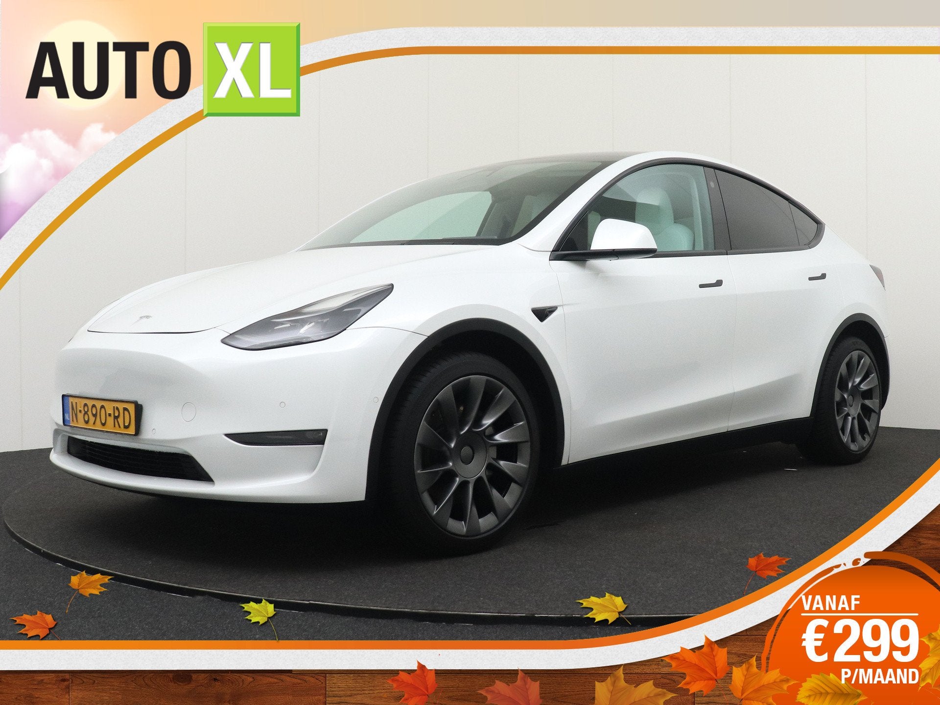 Tesla Model Y Long Range AWD 75 kWh FSD-Pack Pano-Dak 20" LM, Auto's, Automaat, Gebruikt, Wit, Origineel Nederlands