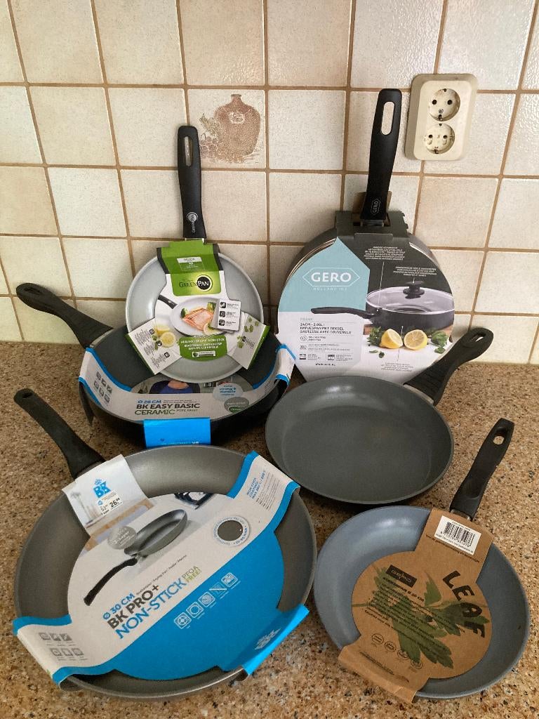 Diverse Gero BK Greenpan koekenpan hapjespan steelwok wok, Huis en Inrichting, Keuken | Potten en Pannen, Ophalen of Verzenden