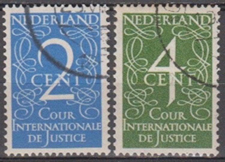 Nederland Dienstzegels D25/D26 Cour de Justice gestempeld, Postzegels en Munten, Ophalen of Verzenden, Na 1940, Gestempeld