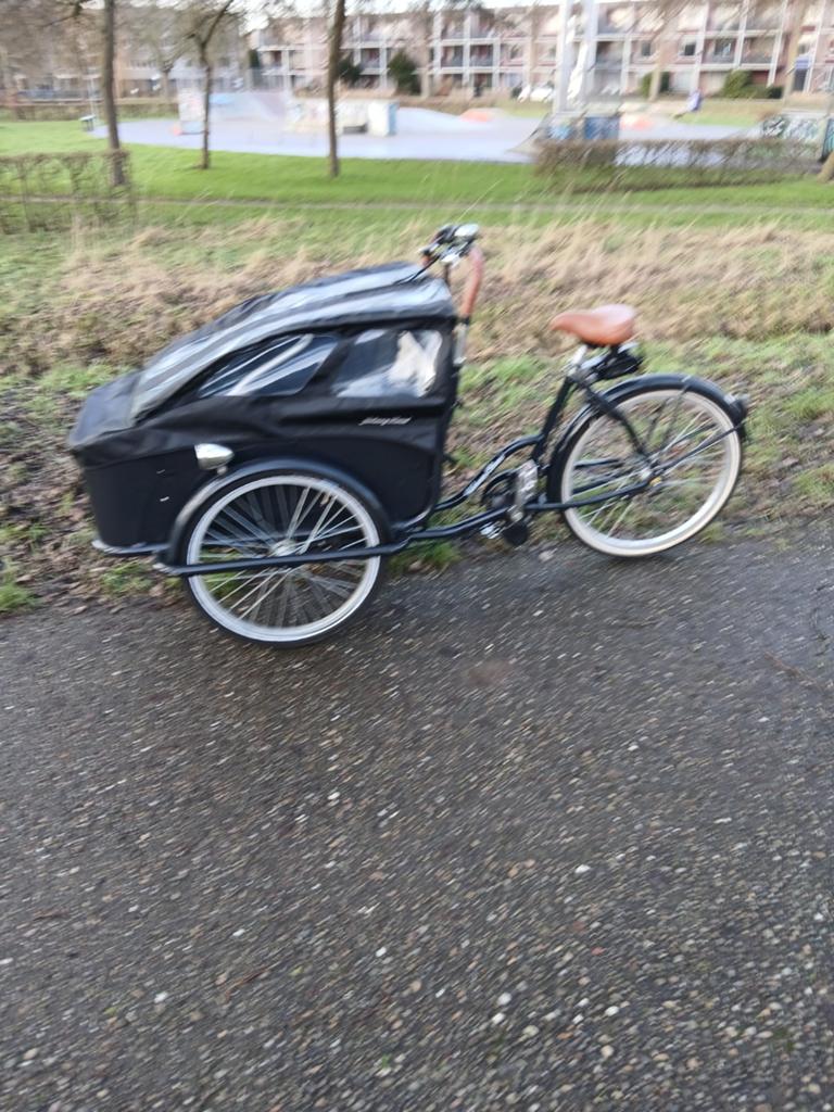 Nette Johnny loco elektrische bakfiets met huif, Fietsen en Brommers, Fietsen | Bakfietsen, Ophalen, Huif, Zo goed als nieuw, 2 kinderen