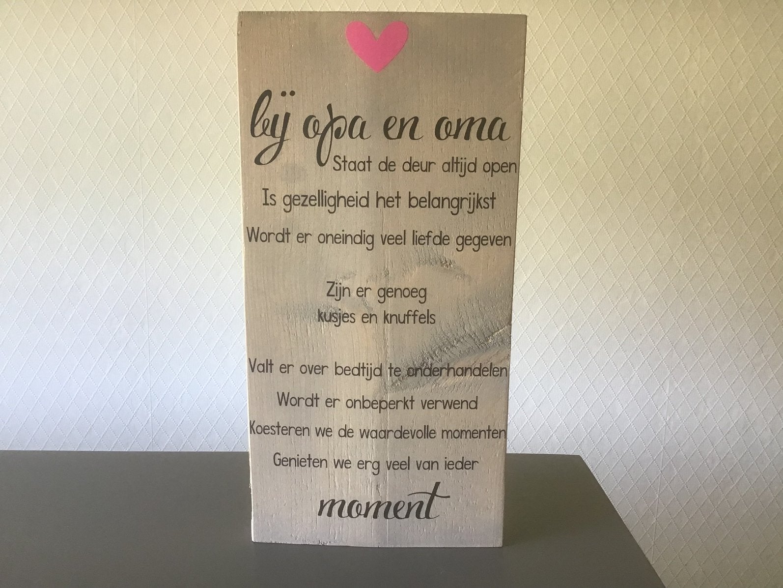 Mooie steigerhouten plank met spreuk( Opa&Oma), Ophalen of Verzenden
