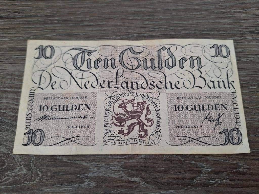 Heel mooi biljet 10 gulden geldzuivering Lieftinck, 1945, Ophalen of Verzenden, 10 gulden