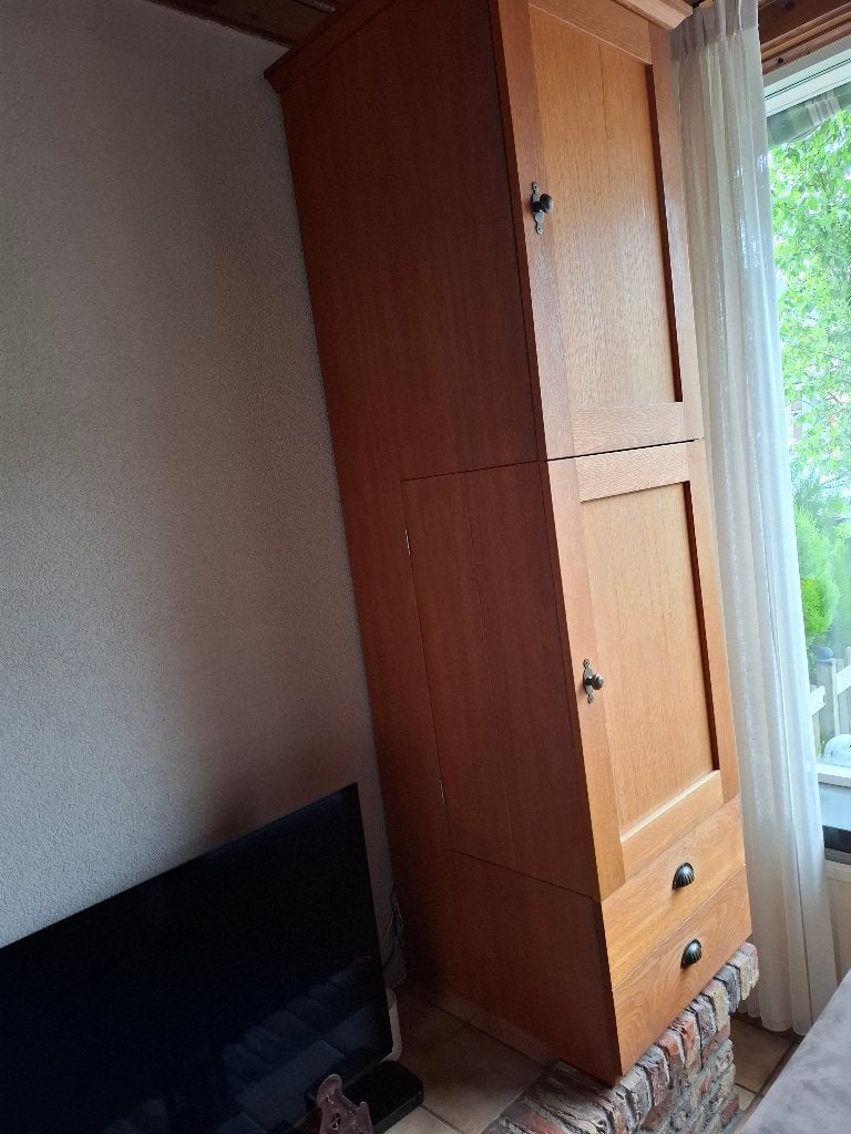 TV kast, 200 cm of meer, Eikenhout, 50 tot 100 cm, Zo goed als nieuw