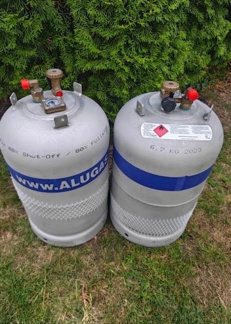Alugas Travelmate LPG gasflessen - perfecte staat, Caravans en Kamperen, Ophalen of Verzenden, Zo goed als nieuw