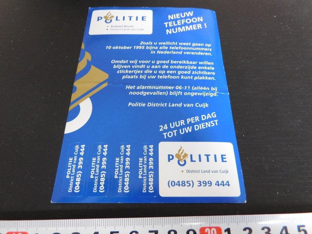 sticker Politie Brabant Noord Disrict Land van Cuijk, Ophalen, Zo goed als nieuw