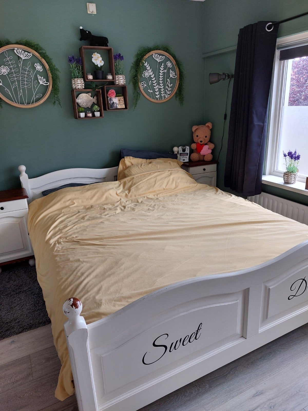2 persoons grenen bed set 160x200, Ophalen, Gebruikt, Tweepersoons