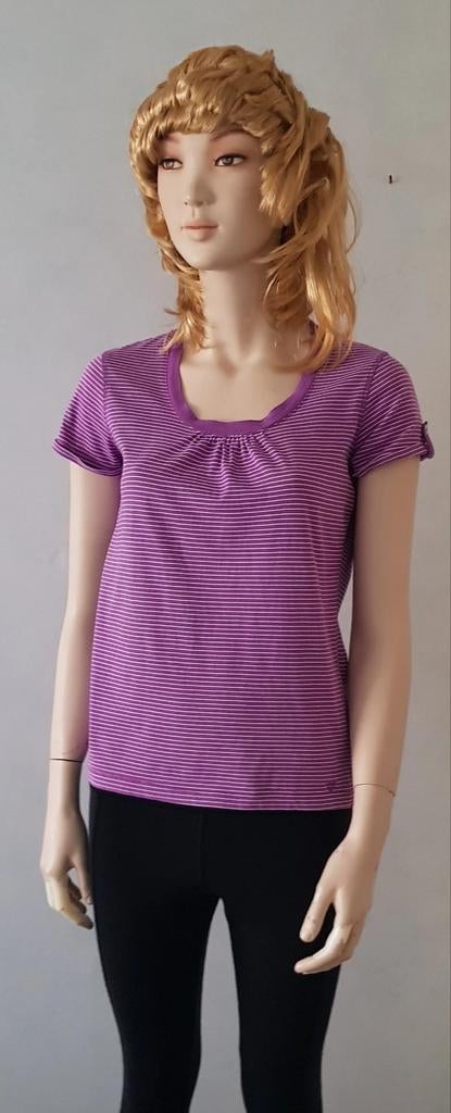 Paars gestreept T-shirt met korte mouwen / Esprite, Paars, Ophalen of Verzenden, Korte mouw, Maat 36 (S)