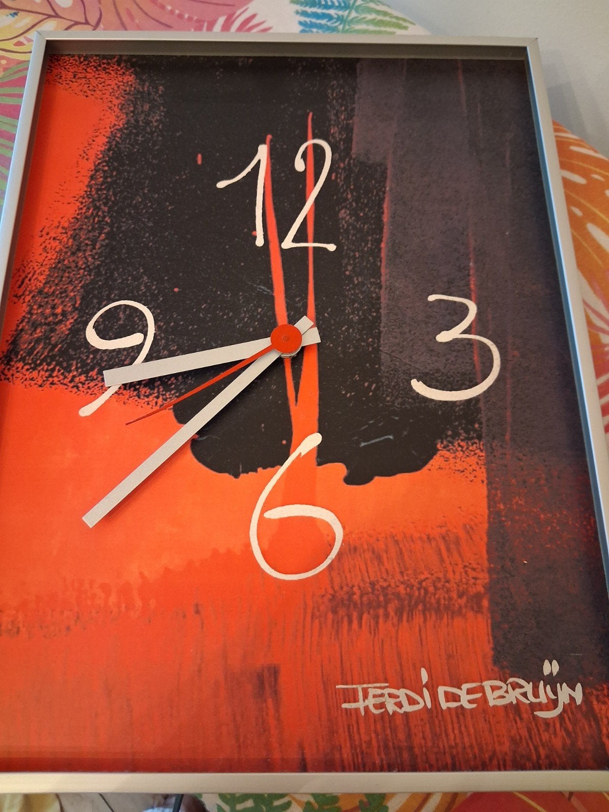Wandklok met kunstprint van Ferdi de Bruijn, Analoog, Werkt op batterijen, Ophalen of Verzenden, Modern