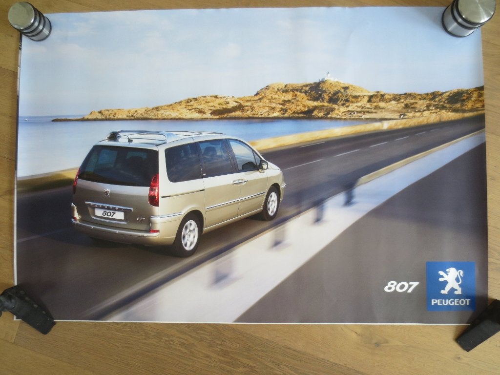 Poster : Peugeot 807 poster. Afmeting 120cm./80cm.  Nieuw., Rechthoekig Liggend, Nieuw, Ophalen of Verzenden, A1 t/m A3
