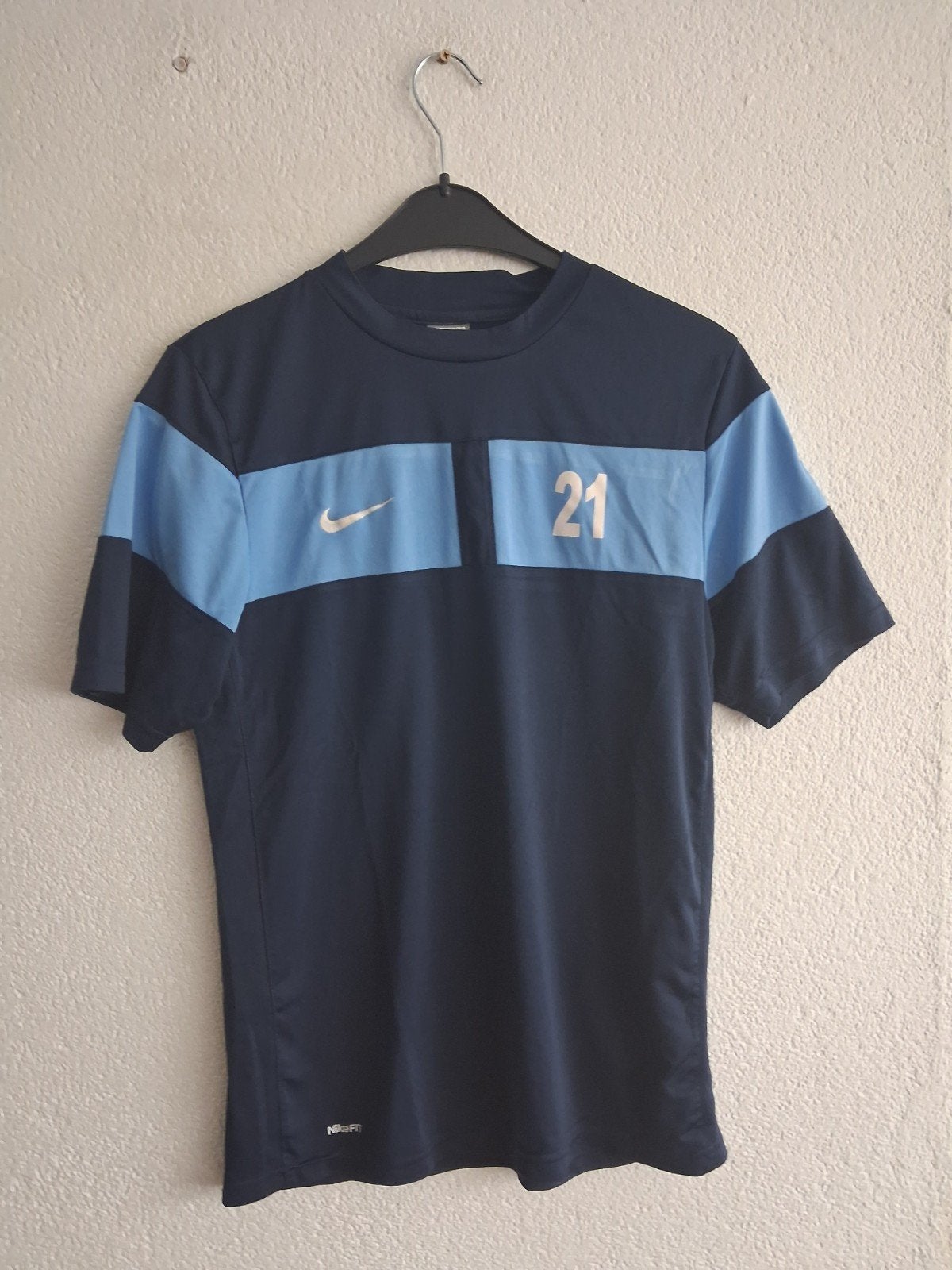 Nike Dri-Fit T-shirt Maat M - Donkerblauw/Lichtblauw, Nike, Ophalen of Verzenden, Gedragen, Maat 48/50 (M)