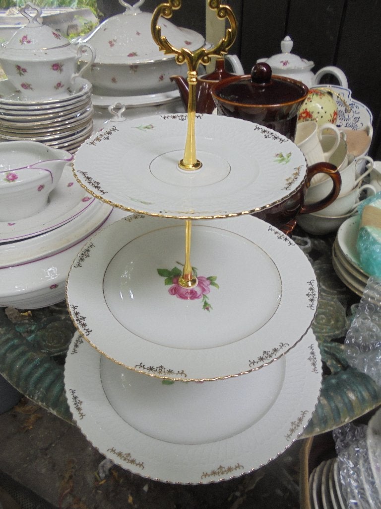 3 laags Etagere Seltmann Weiden Bavaria Elisabeth roze roos, Ophalen of Verzenden