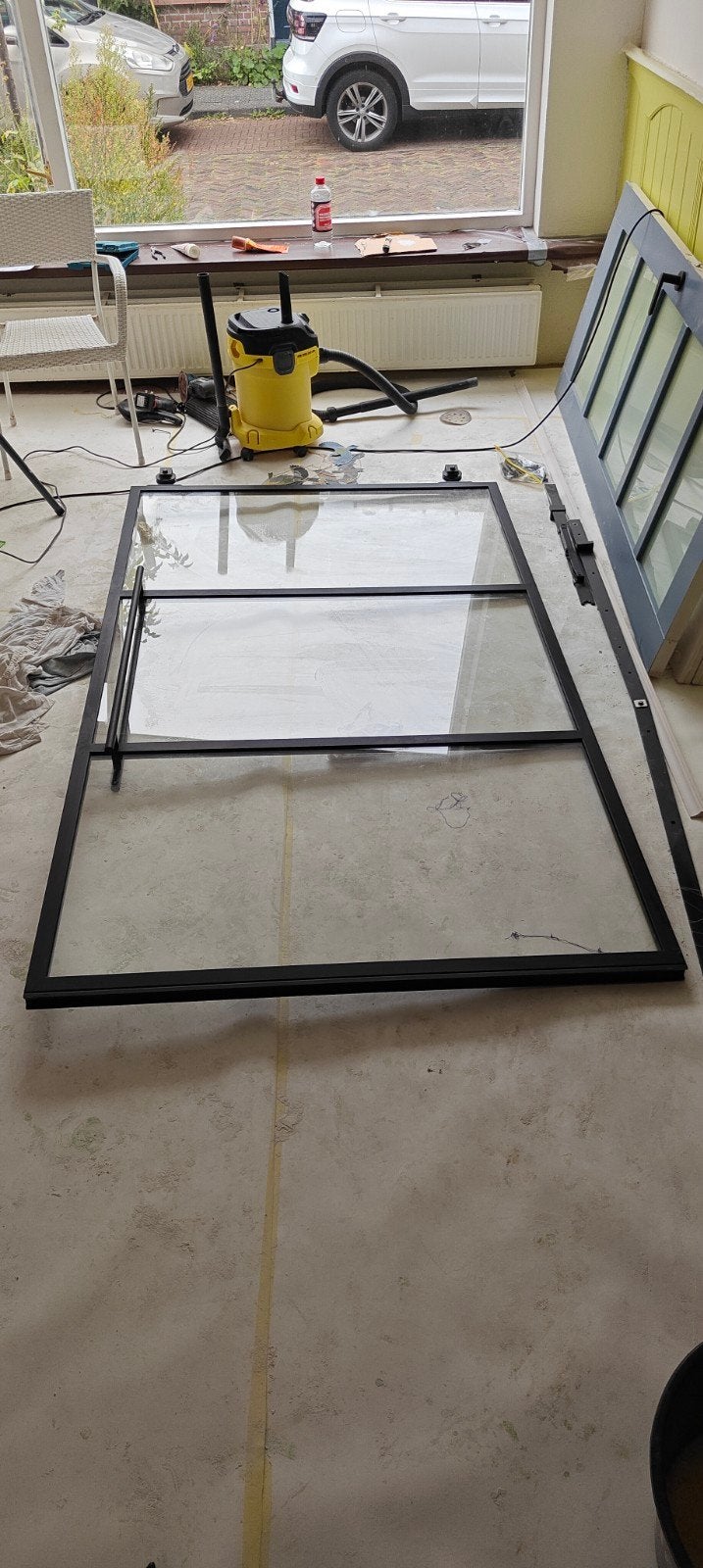 Brede stalen schuifdeur (125,5cm) inclusief rails, Doe-het-zelf en Verbouw, Ophalen, 215 cm of meer, Binnendeur, Zo goed als nieuw