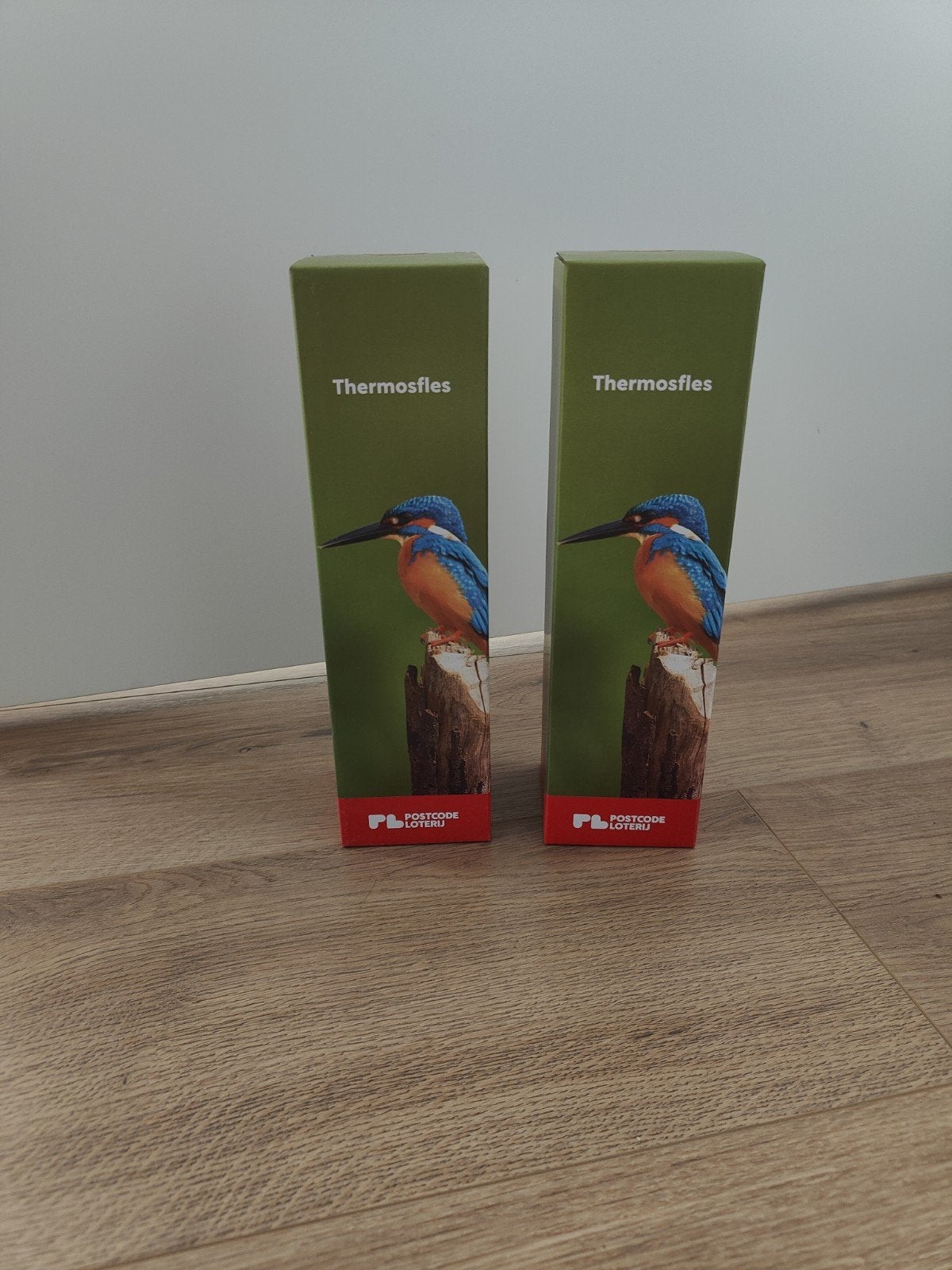 Postcodeloterij thermosfles ijsvogel 2x, Ophalen of Verzenden