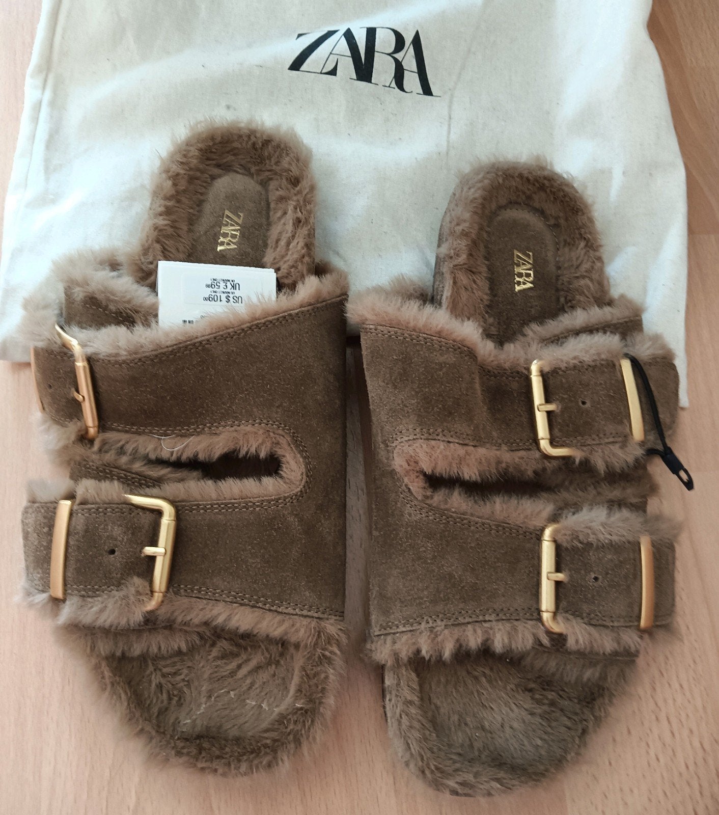 Zara Birkenstock slippers in maat 39 NIEUW, Slippers, Bruin, Adidas, Nieuw