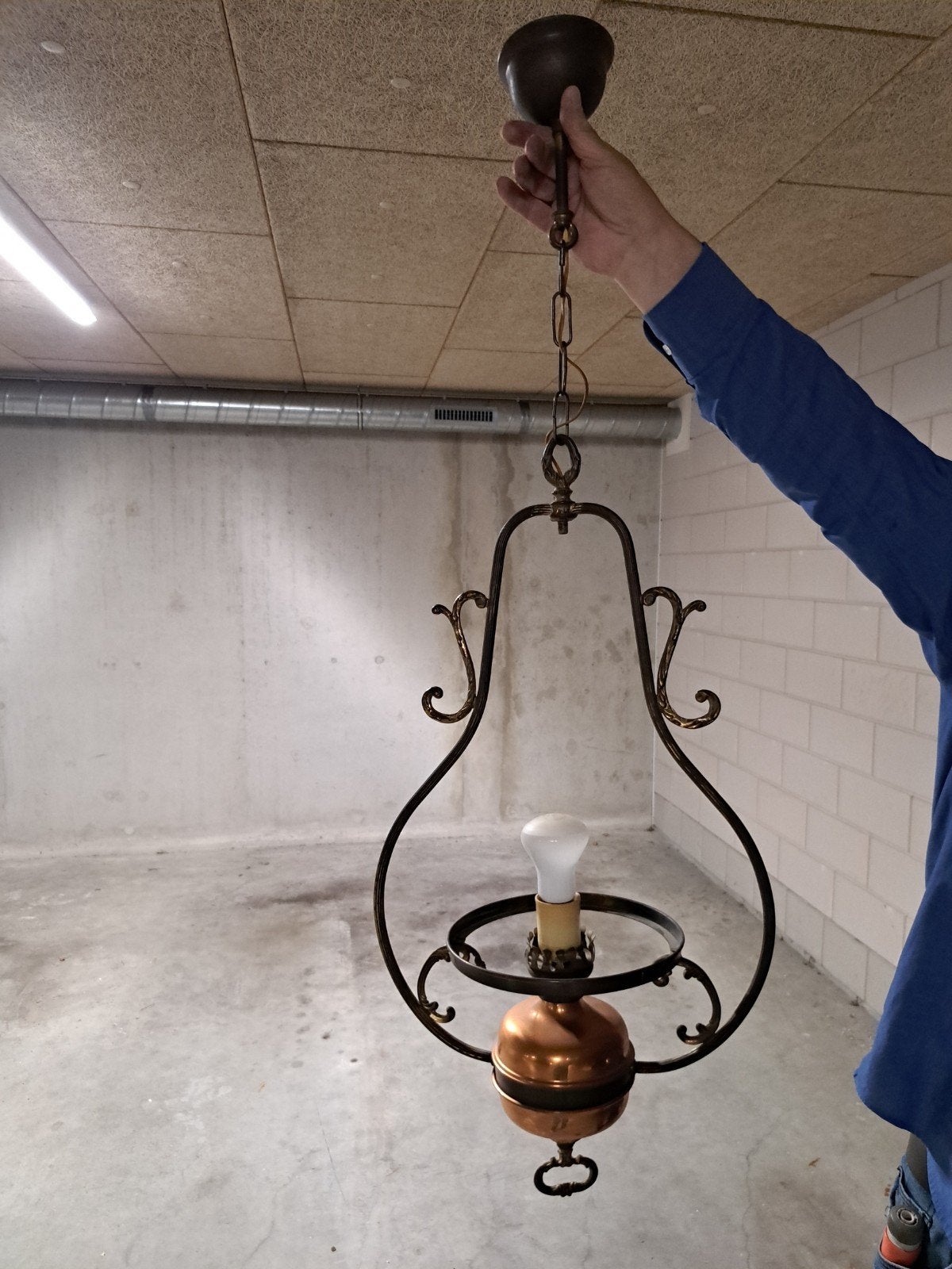 vintage hang lamp grootmoeders tijd, Ophalen, Gebruikt