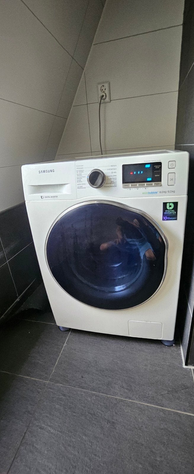 Samsung Wasmachine EcoBubble 8kg/6kg - wasmachine droger, Ophalen, Zo goed als nieuw, Voorlader, 85 tot 90 cm