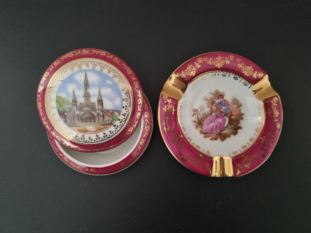 Vintage porseleinen asbak + sieradendoosje | Limoges, Ophalen of Verzenden