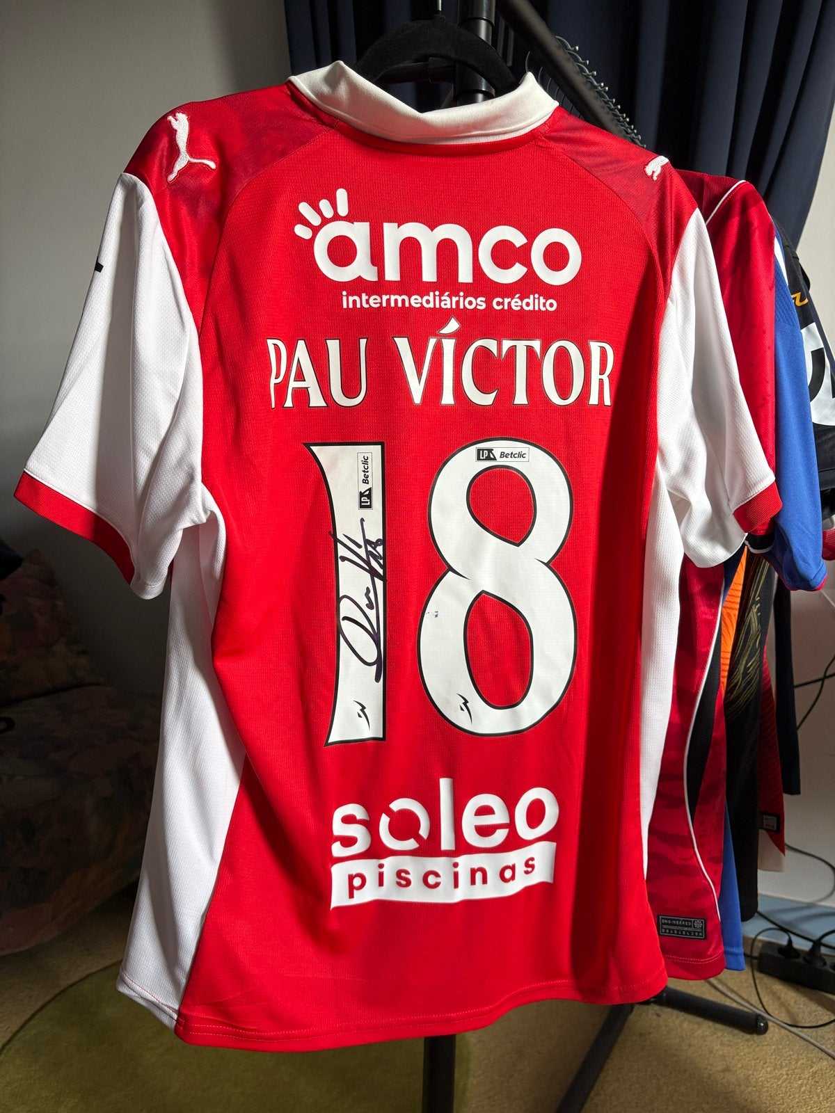 Match worn en Signed shirt Pau Víctor SC Braga, Maat 52/54 (L), Ophalen of Verzenden, Voetbal, Gedragen