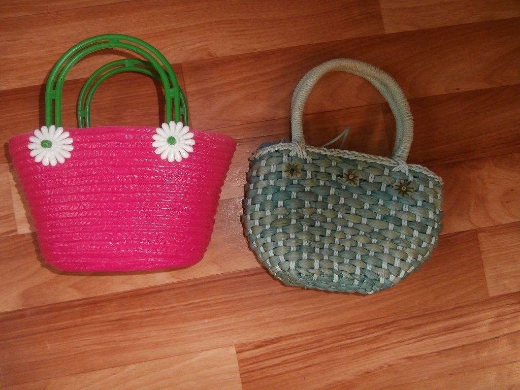 handtas kindertas groen rieten tas schoudertas roze verkocht, Ophalen of Verzenden, Zo goed als nieuw, Jongen of Meisje