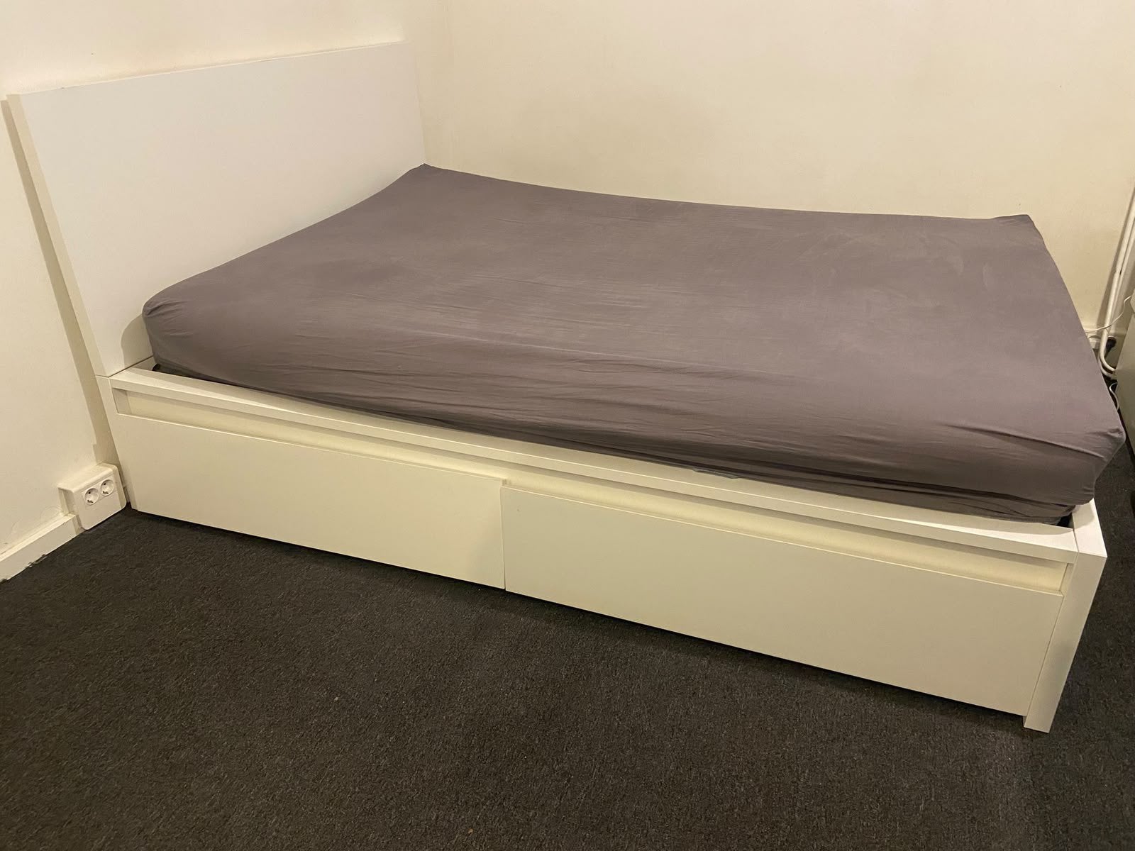 Ikea bed malm inclusief 4 lades, Ophalen, Wit, Tweepersoons, 140 cm