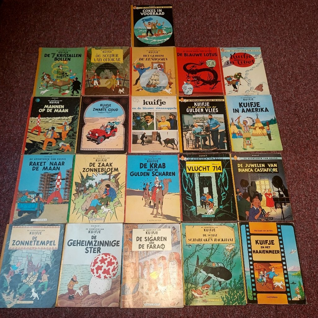 Kuifje – 21 vintage albums – jaren 60 – veel linnen binding, Gelezen, Ophalen of Verzenden, Meerdere stripboeken, Hergé