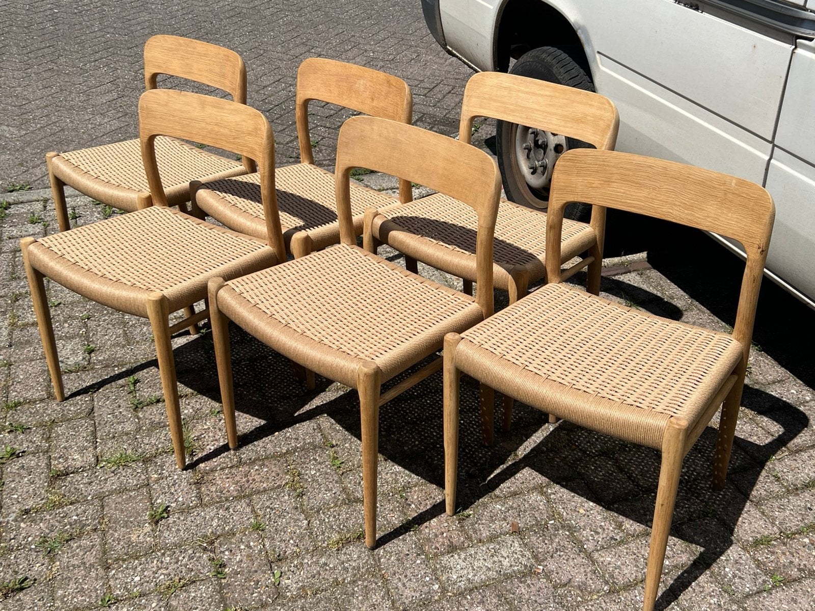 N.O. Moller, deens design, danish design chairs, Huis en Inrichting, Ophalen, Overige kleuren, Nieuw, Vier