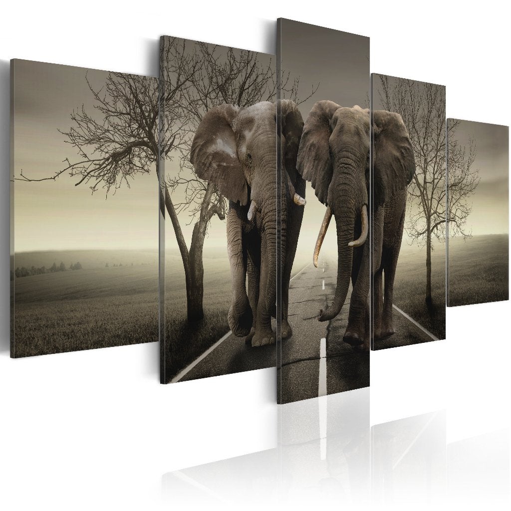 807 Olifant XXL 5 Luik Canvas Schilderij 200x100cm Nieuw, Nieuw, 125 cm of meer, Ophalen of Verzenden, Schilderij