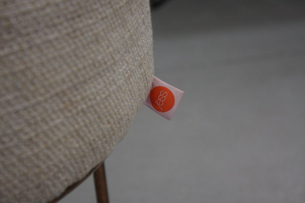 Ronde poef hocker krukje CODY Jess Design metaal stof beige, Minder dan 50 cm, Rond, Minder dan 50 cm, Ophalen of Verzenden