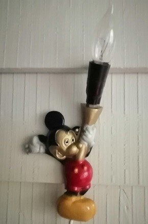 Apart vintage Mickey Mouse wandlampje uit de jaren 50/60, Ophalen of Verzenden, Zo goed als nieuw, Metaal, Vintage