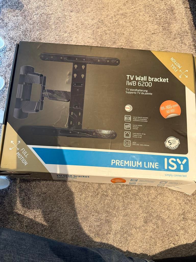 ISY TV Muurbeugel IWB 6200 - 32-65 inch, Kantelbaar. NIEUW, Audio, Tv en Foto, Televisiebeugels, Ophalen, Nieuw