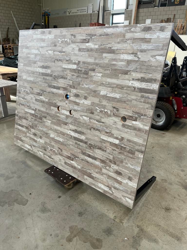 Vergadertafel 200x 160. Bureau 85x200. 2x. Chroom rvs poot, Ophalen, Overige typen, Gebruikt, Metaal