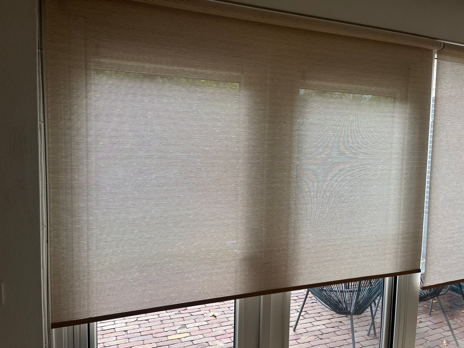Luxaflex rolgordijn, gewoven, Ophalen, Gebruikt, Crème