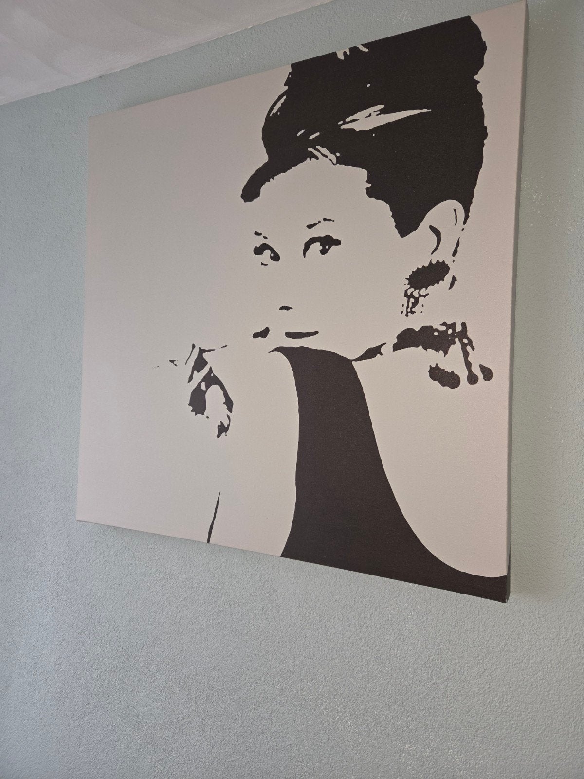 Audrey Hepburn Pop Art Canvas Schilderij, Portret of Personen, Ophalen of Verzenden, Print, Ingelijst
