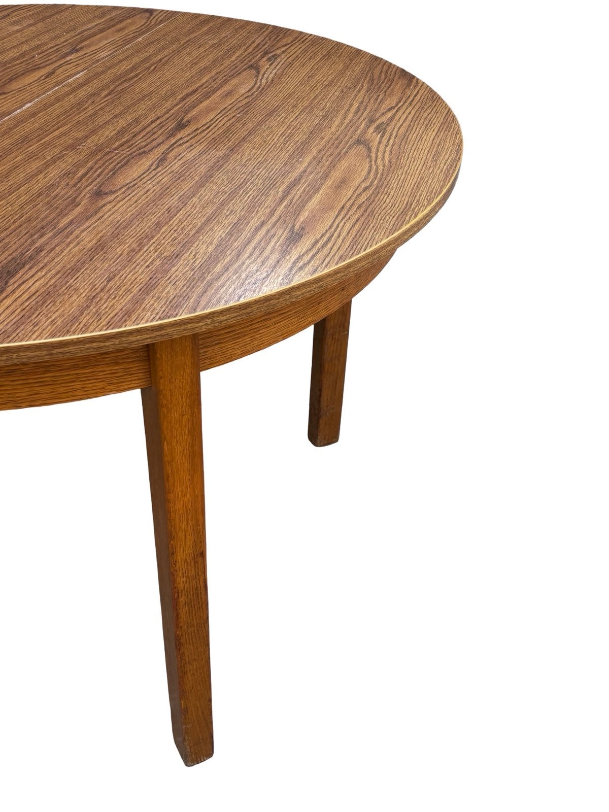 Vintage Eettafel Ovaal Rond Verlengbaar Eiken Fineer 70's, Ophalen, Vintage eettafel, 50 tot 100 cm, Zo goed als nieuw