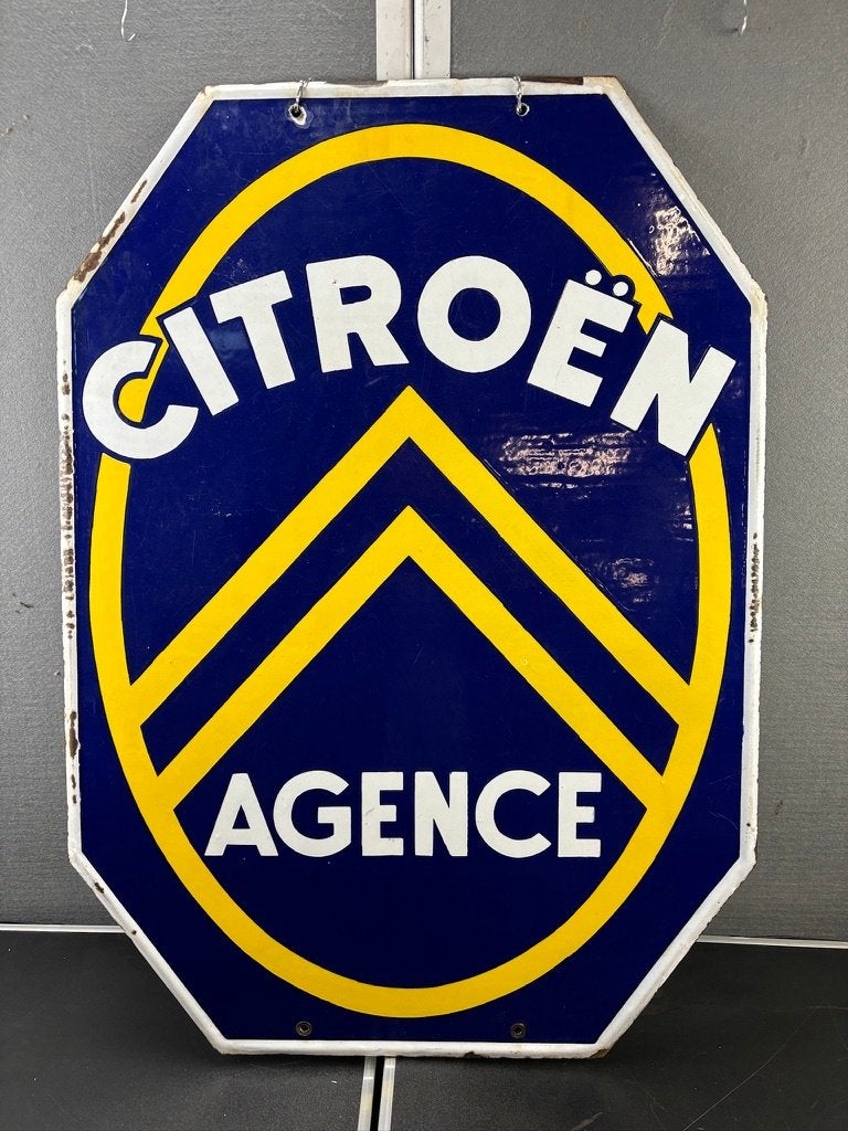 Citroen agence emaille reclamebord ca 110 x74 cm jaren 50, Ophalen, Reclamebord, Gebruikt, .
