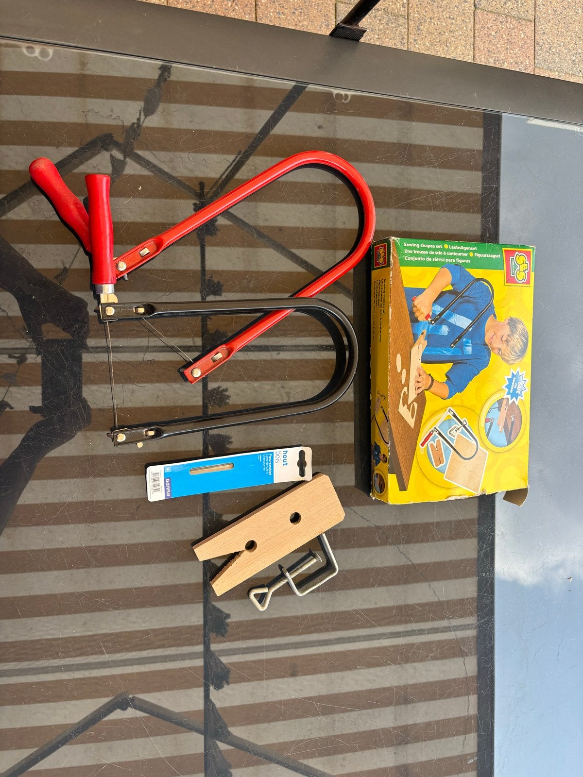Figuurzaagset met zaag, zaagklem en extra zaagjes, Ophalen of Verzenden, Gebruikt, Figuurzaag