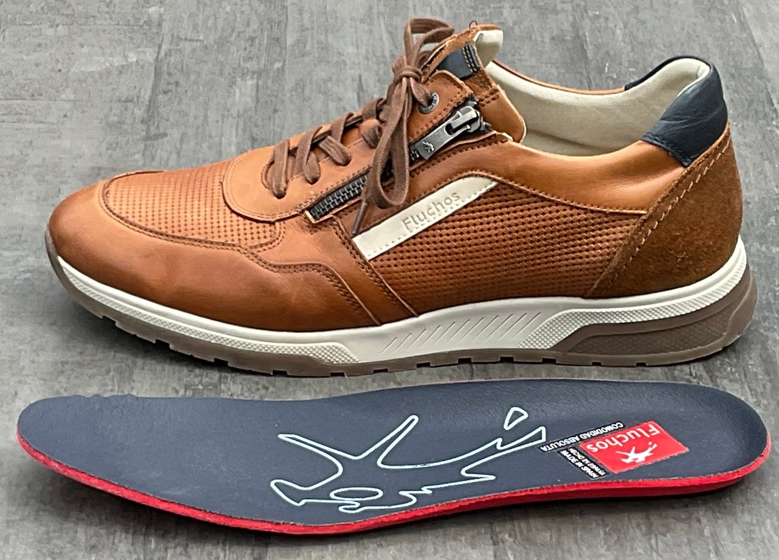 Fluchos leren sneaker (F1752, maat 43, bruin), Bruin, Ophalen of Verzenden, Sneakers of Gympen, Zo goed als nieuw