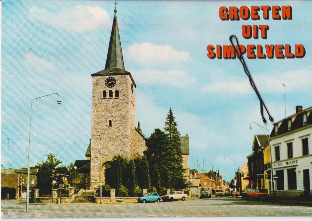 Simpelveld met auto's Opel Rekord B, Opel Kadett B, Verzamelen, Ansichtkaarten | Nederland, Gelopen, Limburg, 1960 tot 1980, Ophalen of Verzenden