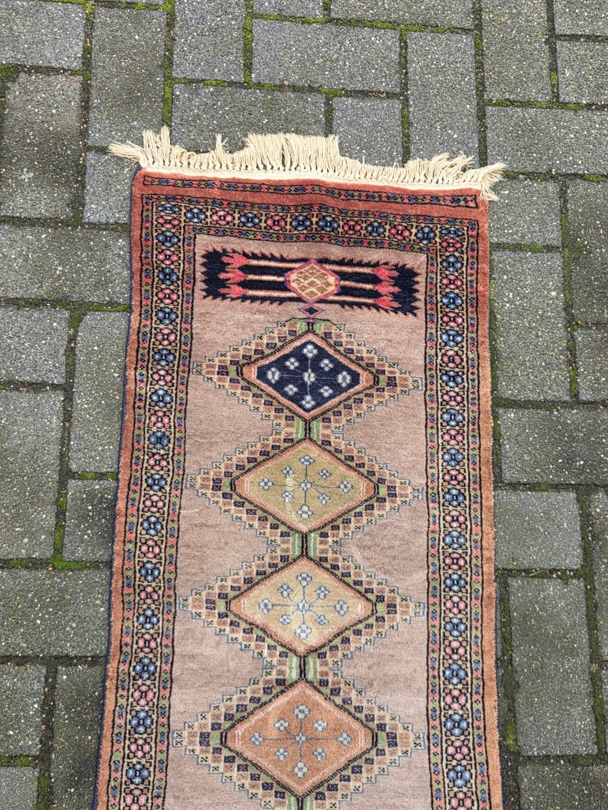 Vintage Oosters Tapijtje - Handgeweven Loper, Oosters, Vintage, Minder dan 50 cm, Gebruikt, Groen