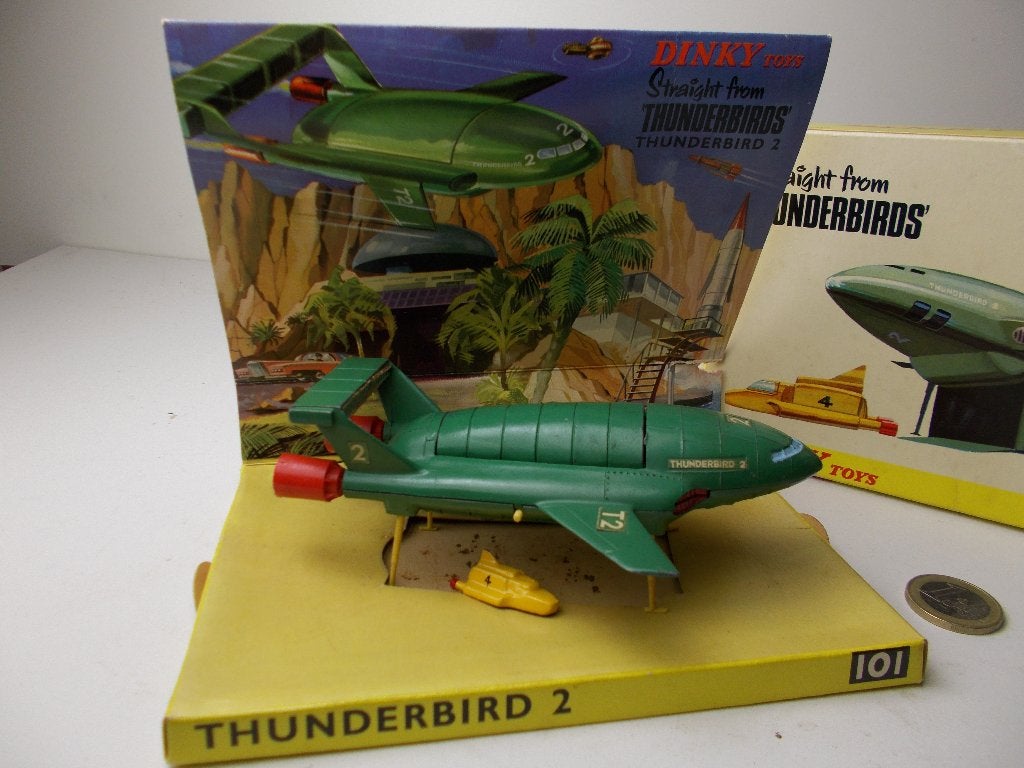 1966 Dinky Toys 101 THUNDERBIRDS 2 + BINNEN/BUITEN DOOS! (A), Hobby en Vrije tijd, Ophalen of Verzenden, Zo goed als nieuw, Overige typen