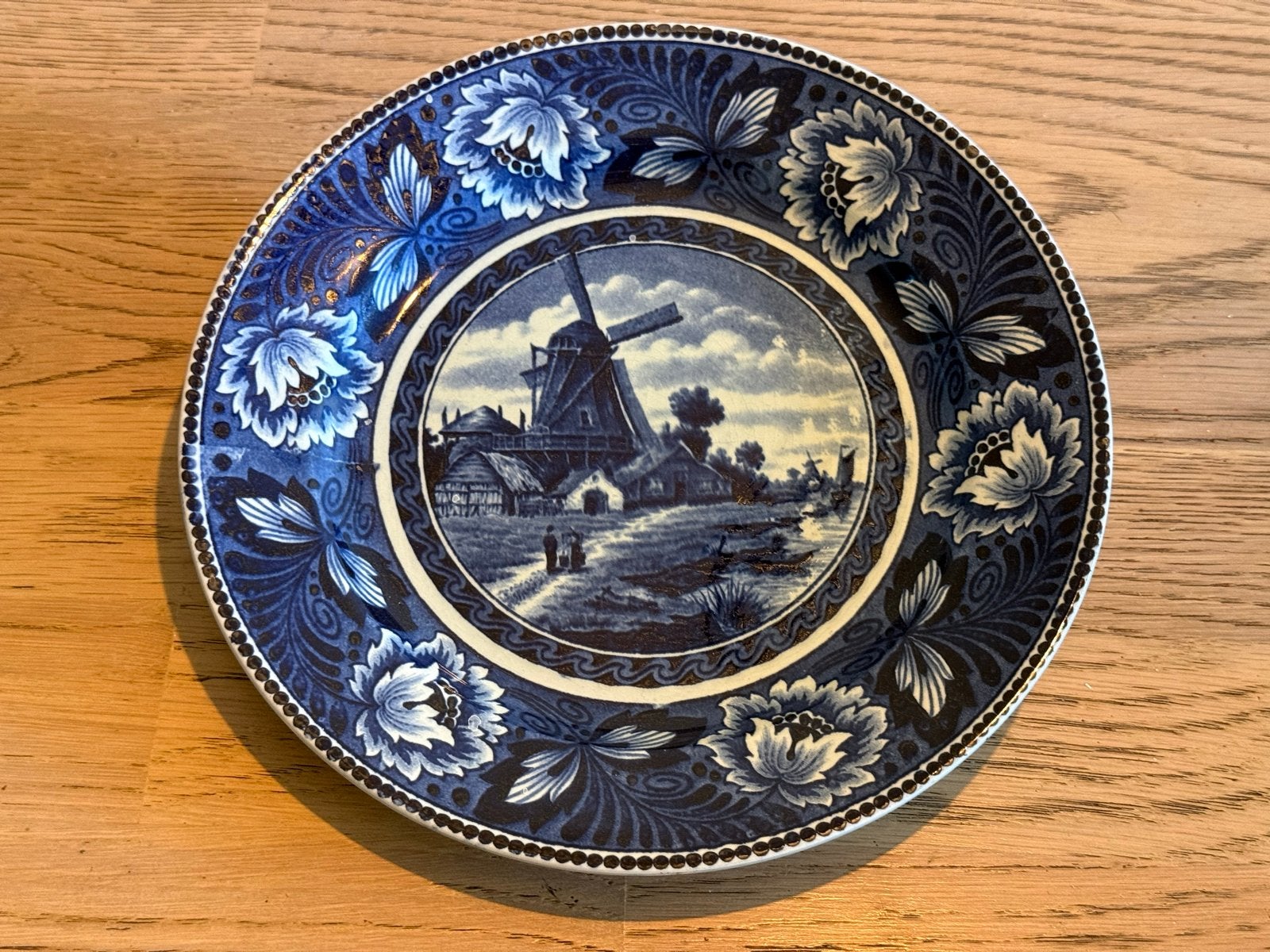 Vintage | Delfts Blauw | Wandbord | Molenlandschap, Verzenden