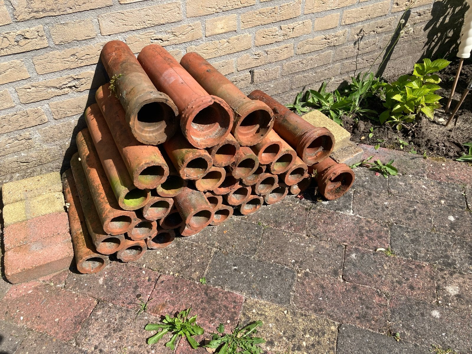 Oude terracotta afvoerbuizen - decoratief of functioneel, Ophalen, Gebruikt, Minder dan 2 meter, 80 mm of meer