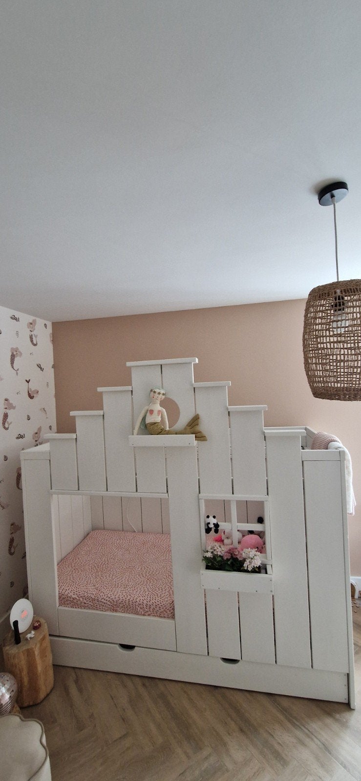 Saartje Prum  huisbed/stapelbed voor kinderkamer, Ophalen, 180 cm of meer, Lattenbodem, 100 cm of meer