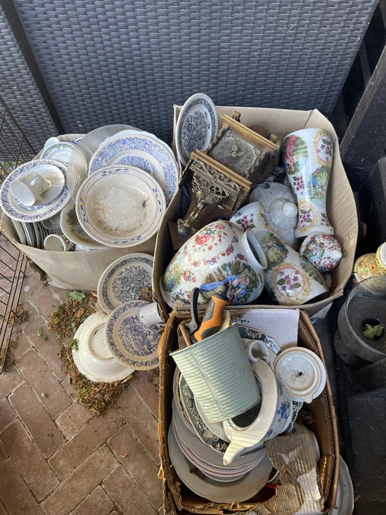 Grote partij oud servies, vazen en klokken - alles in één ko, Antiek en Kunst, Antiek | Servies compleet, Ophalen