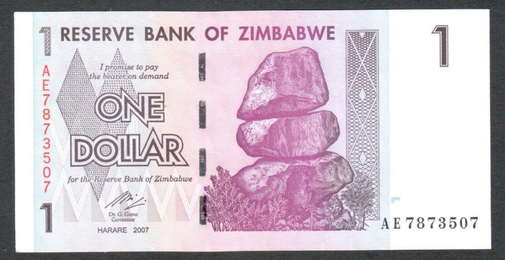 Bankbiljet - Zimbabwe 1 Dollar 2007 - UNC., Ophalen of Verzenden, Zimbabwe, Los biljet
