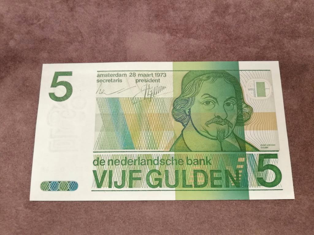 Vijf gulden biljet Vondel 1973 nieuw, Postzegels en Munten, Bankbiljetten | Nederland, Los biljet, 5 gulden, Ophalen of Verzenden