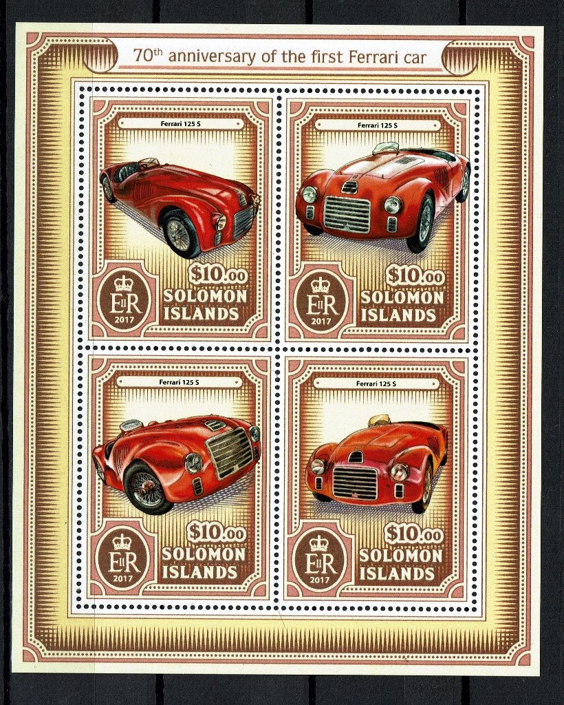 SOLOMON ISL 2017 PF BLOK FERRARI AUTO CARS AUTO'S, Ophalen of Verzenden, Postfris, Auto's