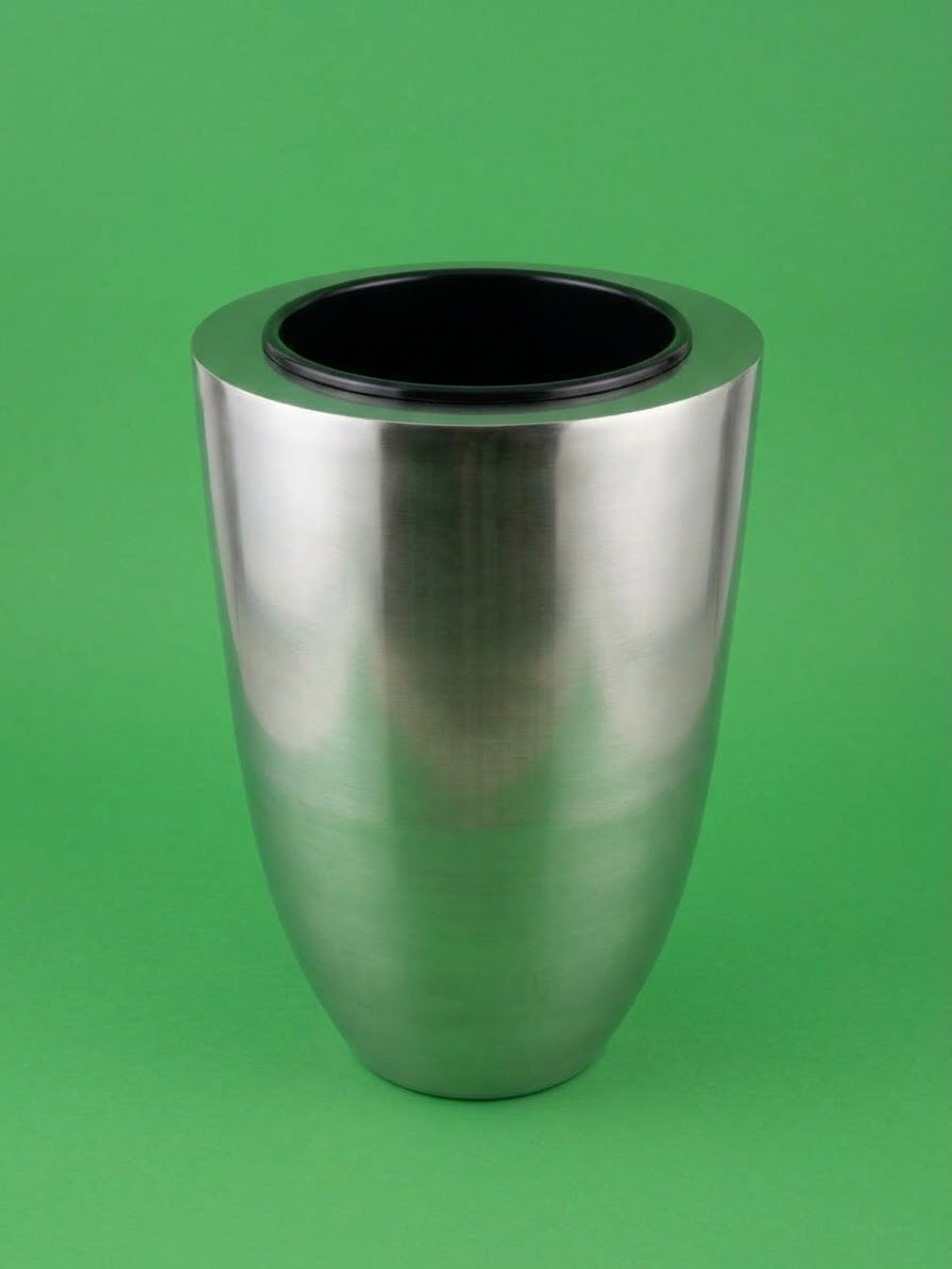 Grote Metalen bloemen/planten pot chrome look, Ophalen, Gebruikt, Metaal, 55 cm