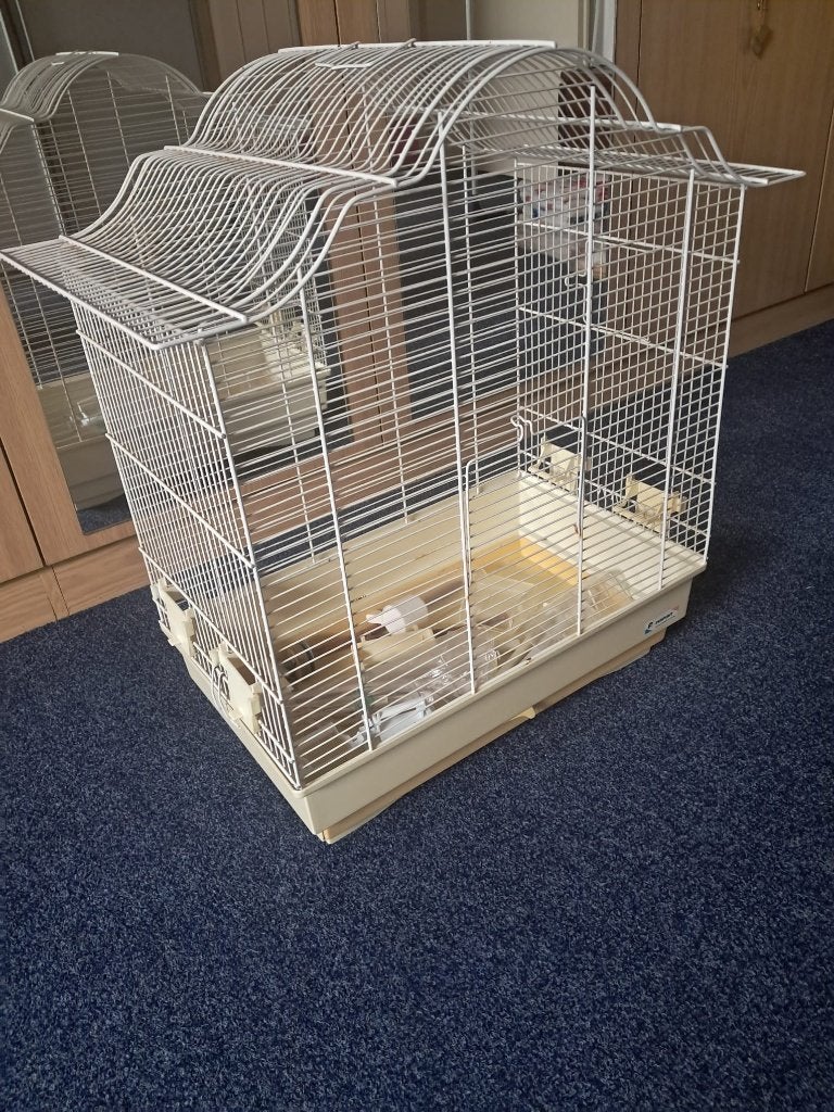 vogelkooi met toebehoren, Ophalen, Gebruikt, Metaal, Vogelkooi